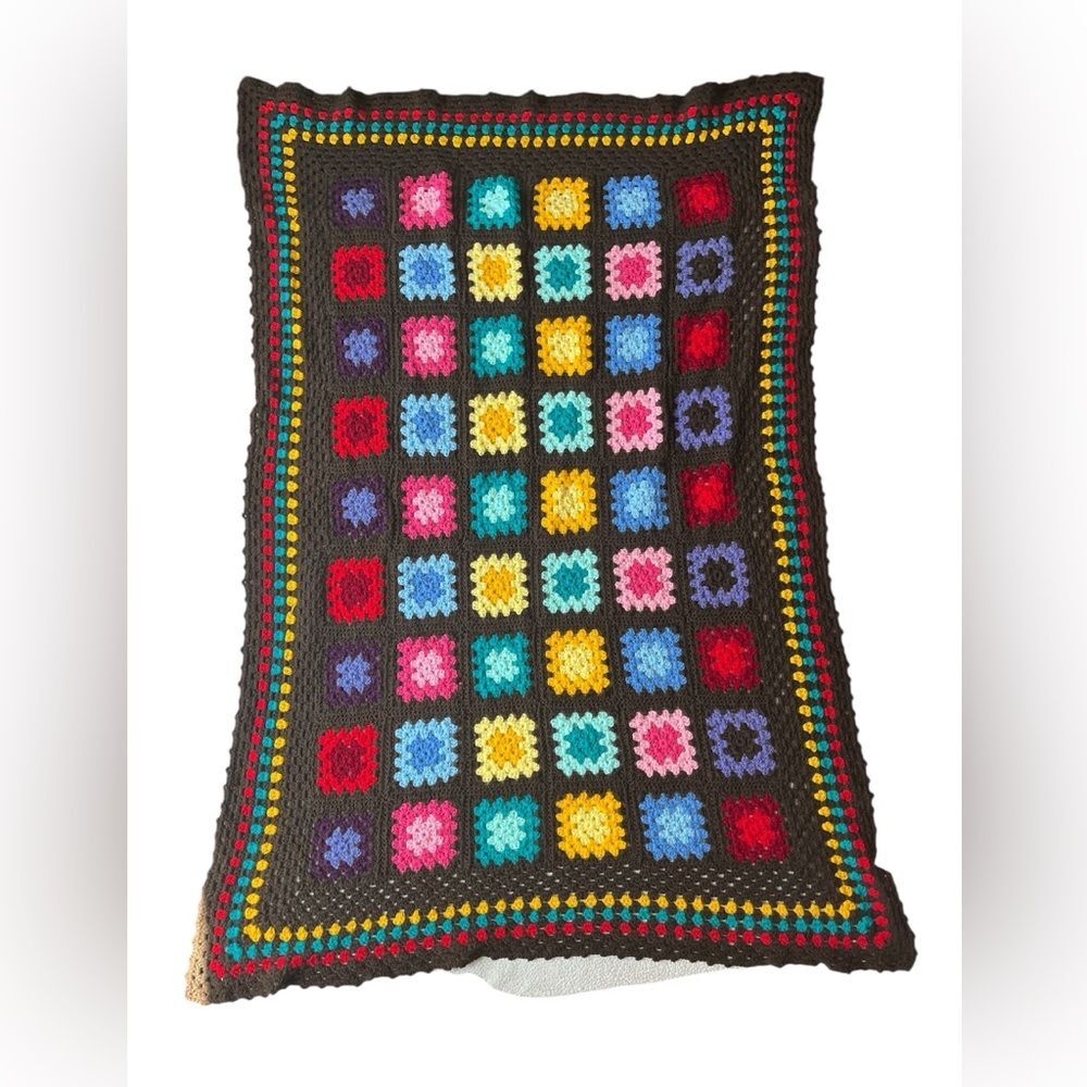 Vintage Handmade Square Multicolor Throw Blanket